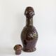 Vintage brown glazed stoneware bottle / decanter