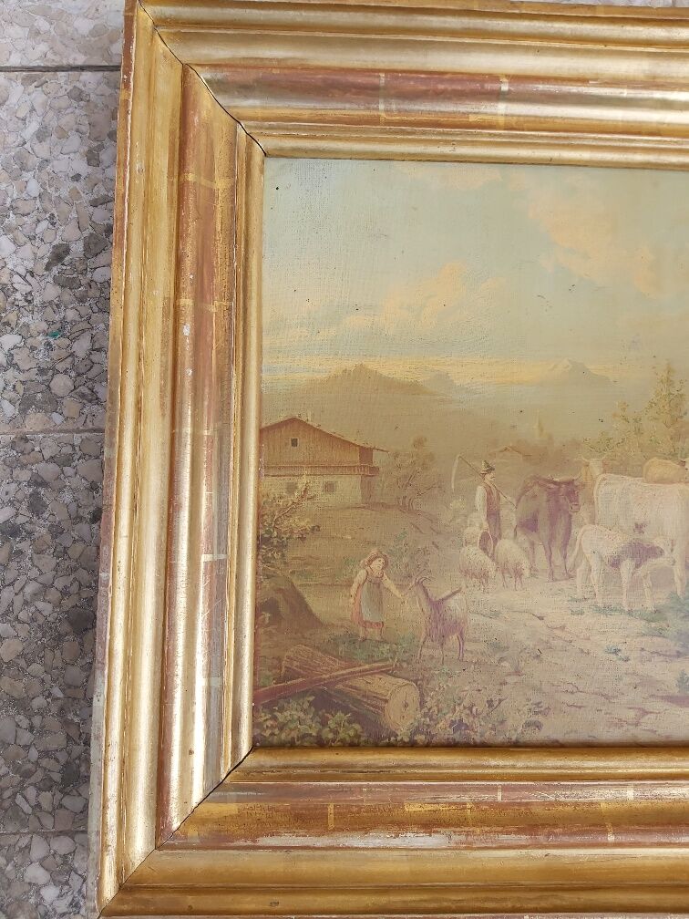 Paire de paysage vaches encadré