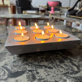 Brutalist style brushed aluminum candle holder