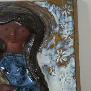Enamel plaque Virgin with Child Perignem