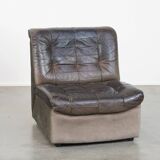 Gray Leather Vintage Design Armchair from the 1970s