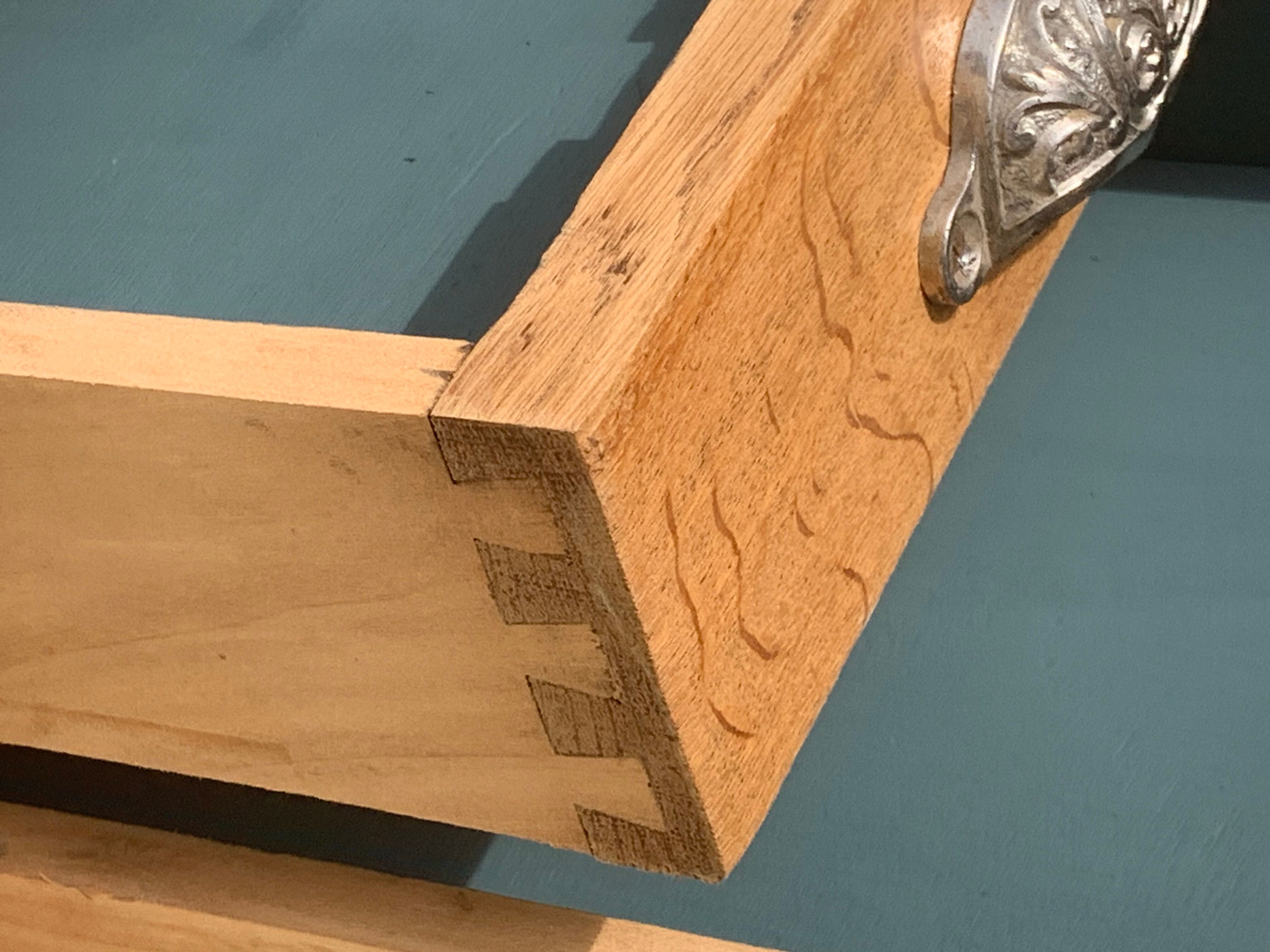 Solid desk in raw oak handles art deco shells