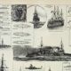 Old engraving 1898, Old battleship, ship, navy • Lithograph, Original plate