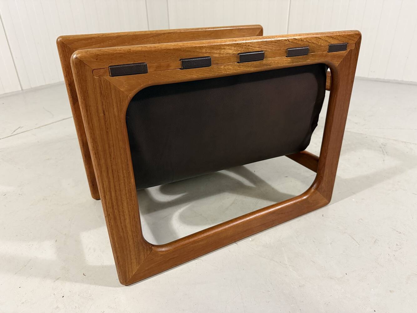 Salin Møbler teak & leather magazine holder Denmark 1960’s