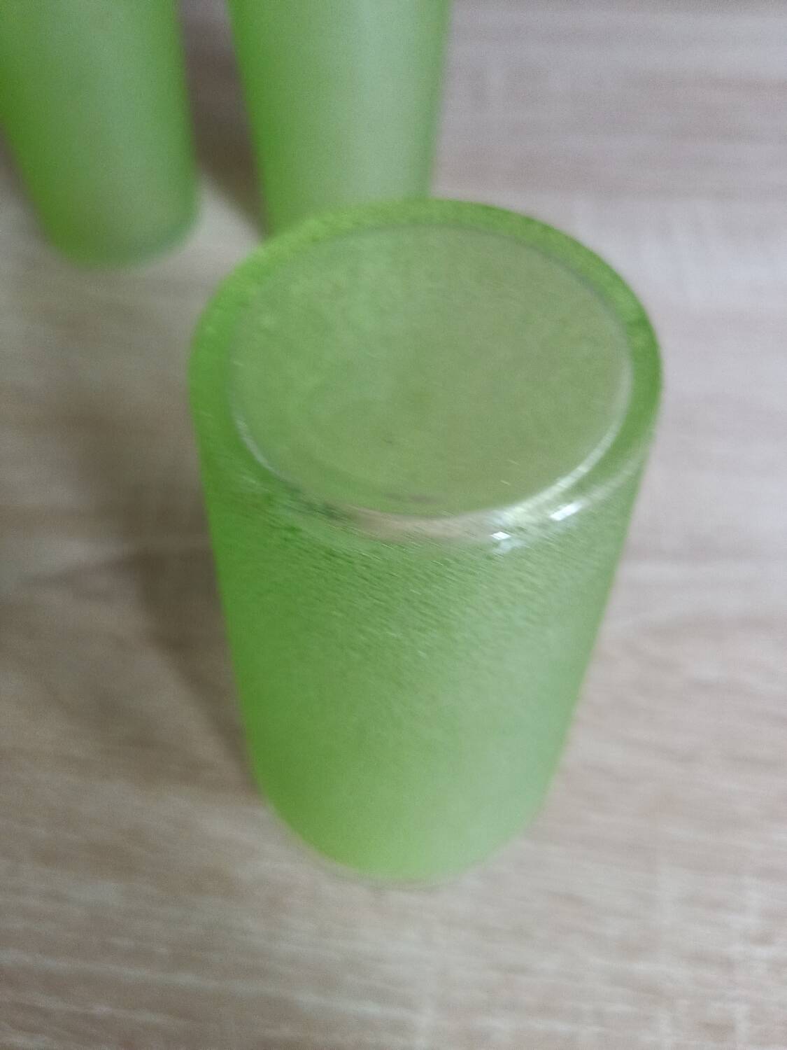 4 vintage green granita glasses