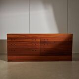 Six Drawer Walnut Sideboard with Circular Handles, 1980s