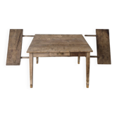 Ancienne table de ferme avec ses 2 rallonges et ses pieds rehaussés