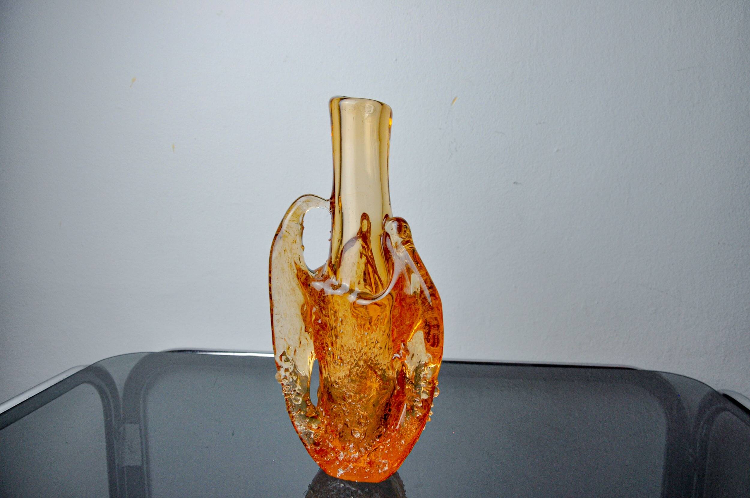 Orange Seguso vase, frosted Murano glass, Italy, 1970