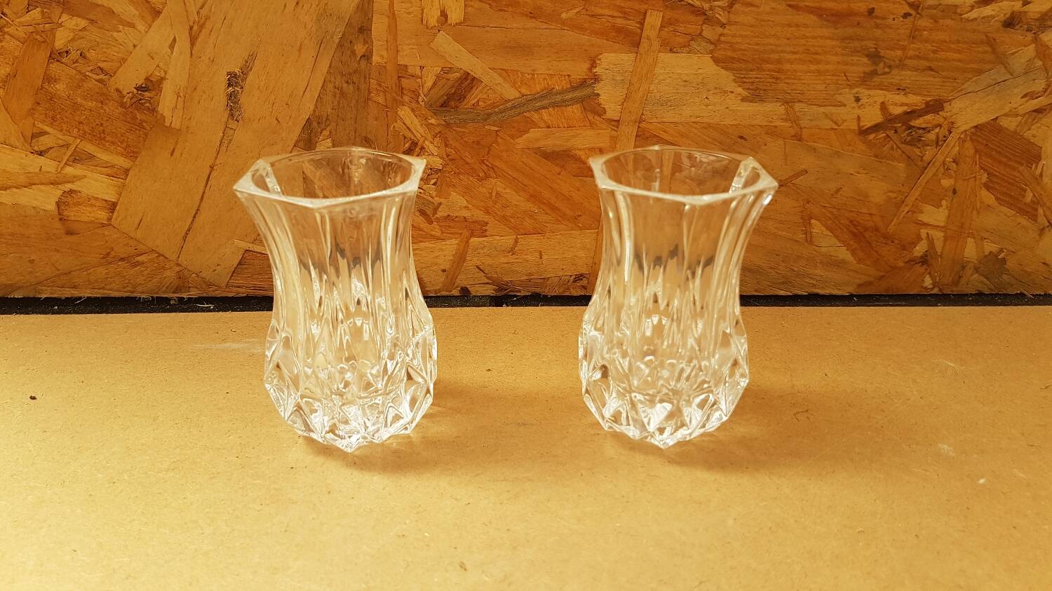 Pair Cristal D'Arques Vase Vintage Cut Crystal #B063
