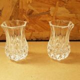 Pair Cristal D'Arques Vase Vintage Cut Crystal #B063