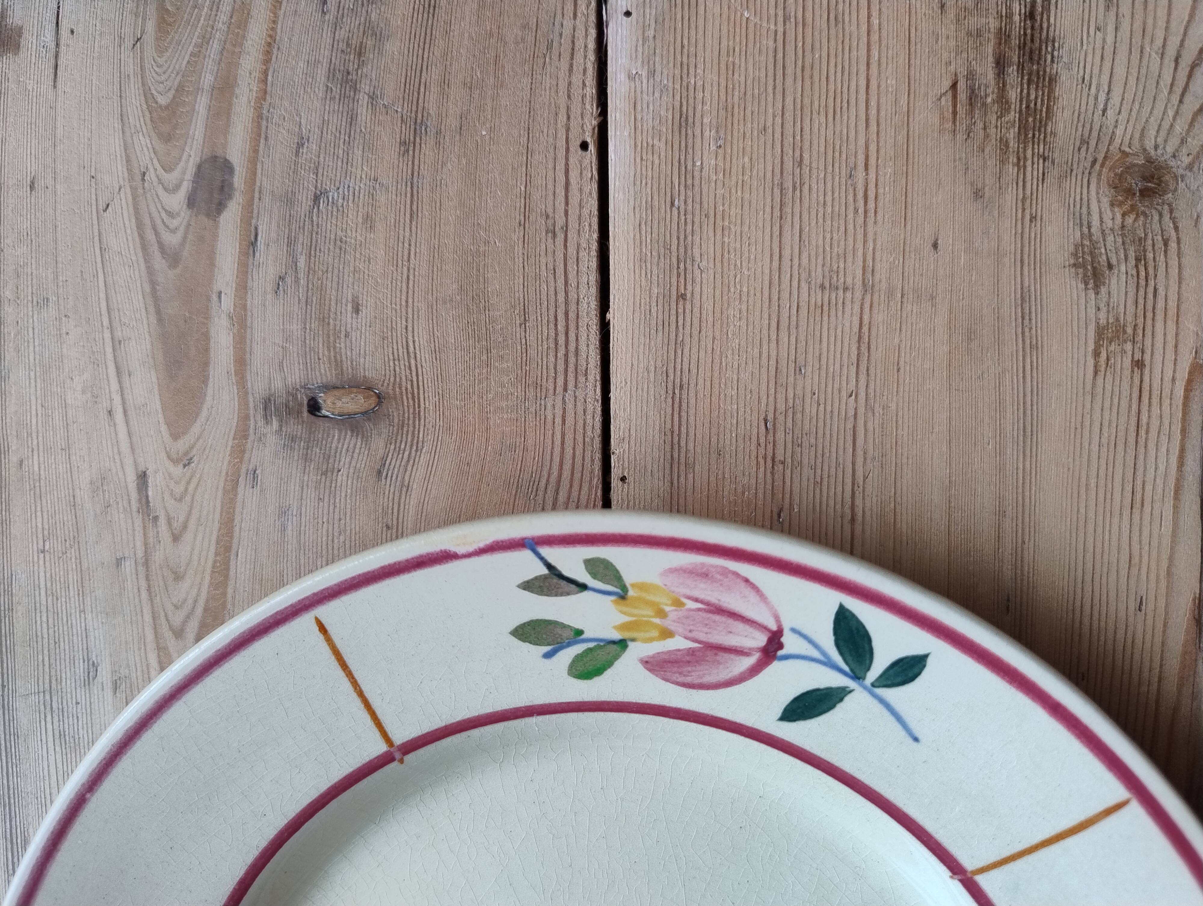 Set of 7 vintage dessert plates in Gien earthenware, model Jacqueline.