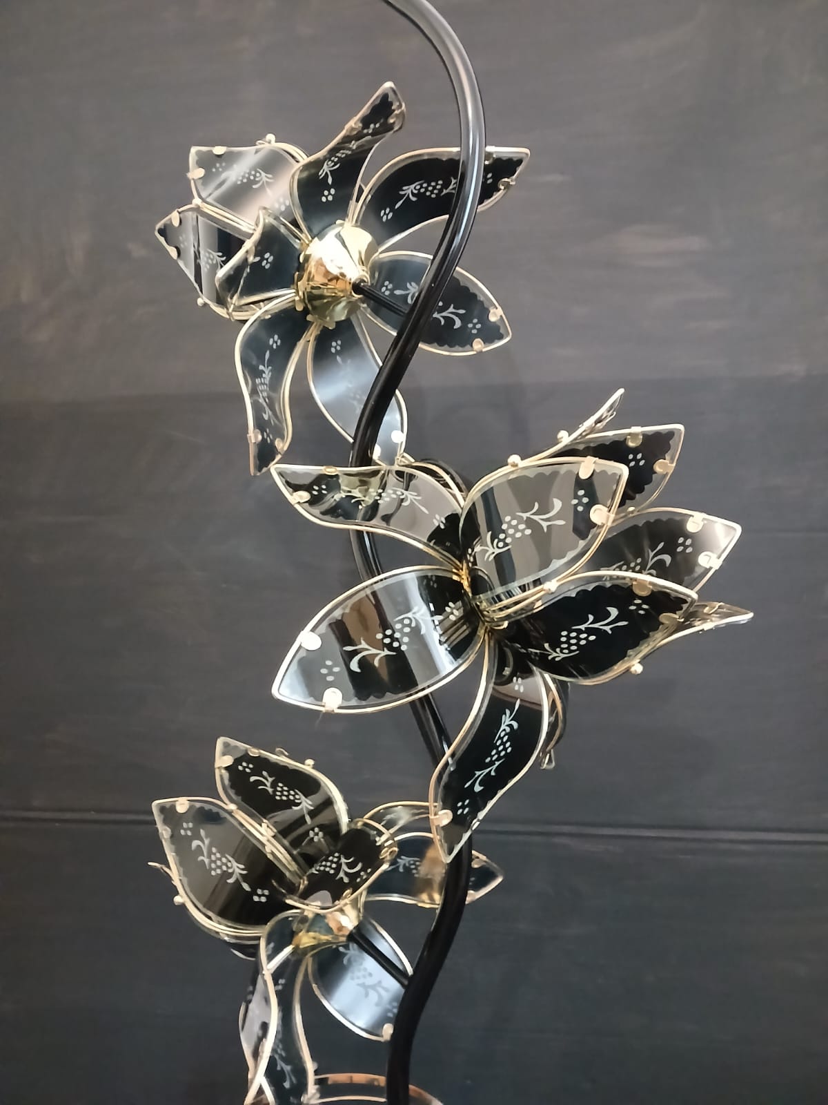 Vintage Hollywood Regency Floor Lamp Lotus Flowers