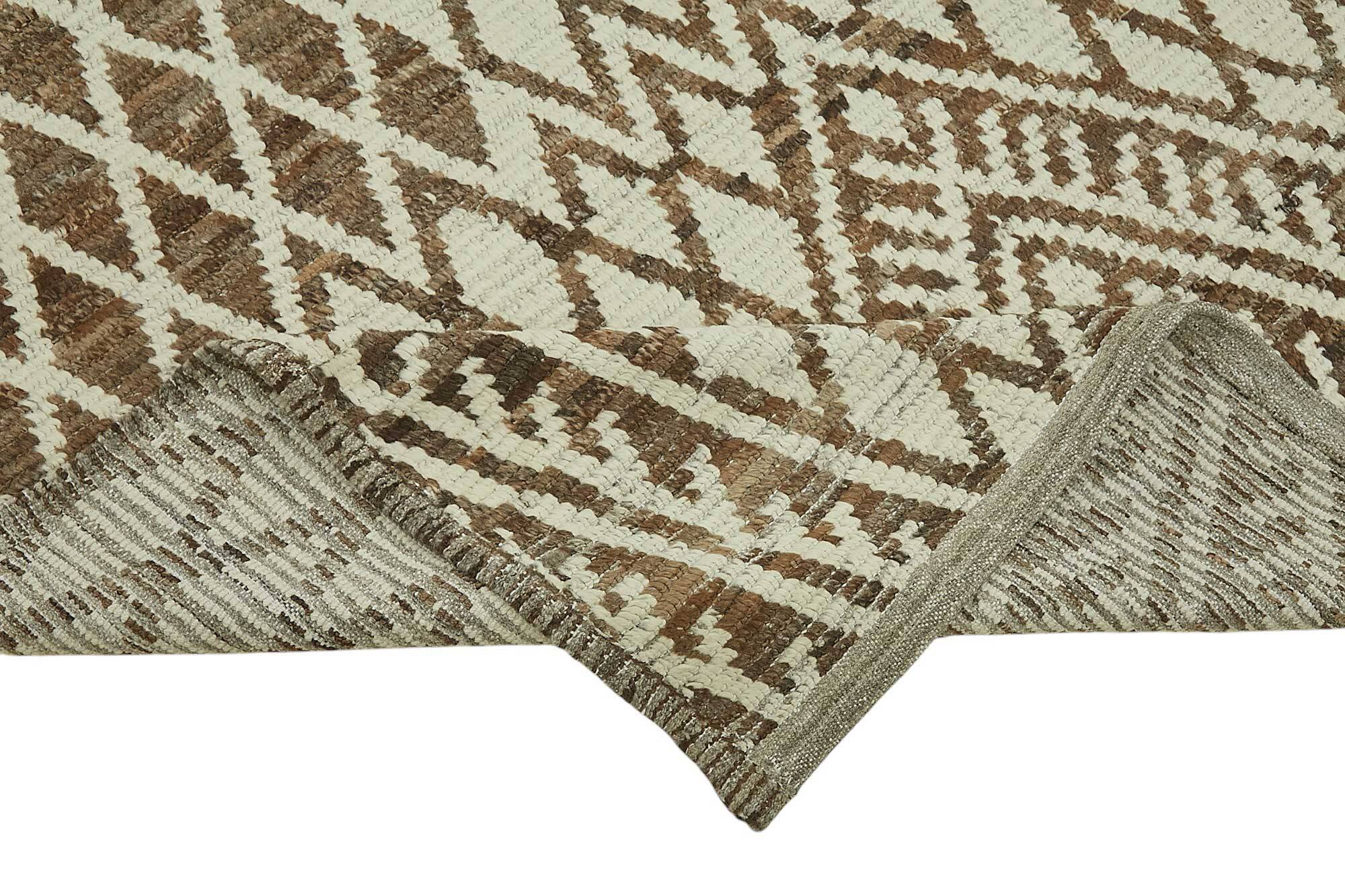 Hand-Knotted Turkish Contemporary 297 cm x 359 cm Brown Wool Carpet