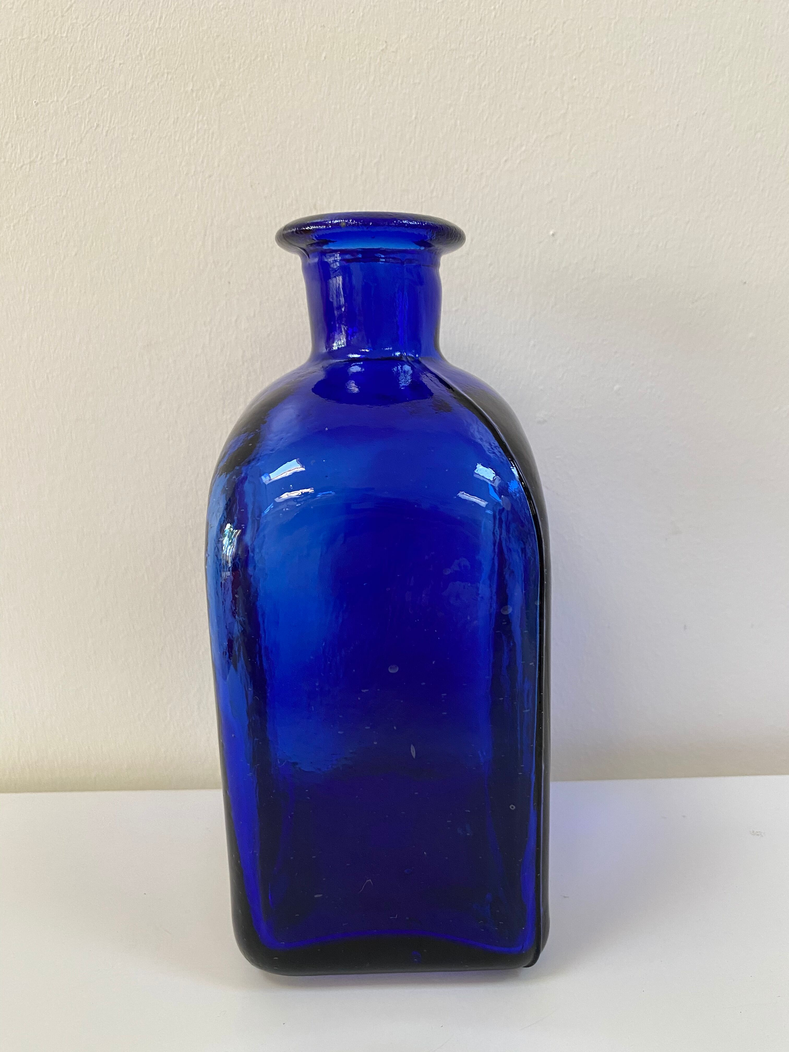 Cobalt blue glass vase bottle