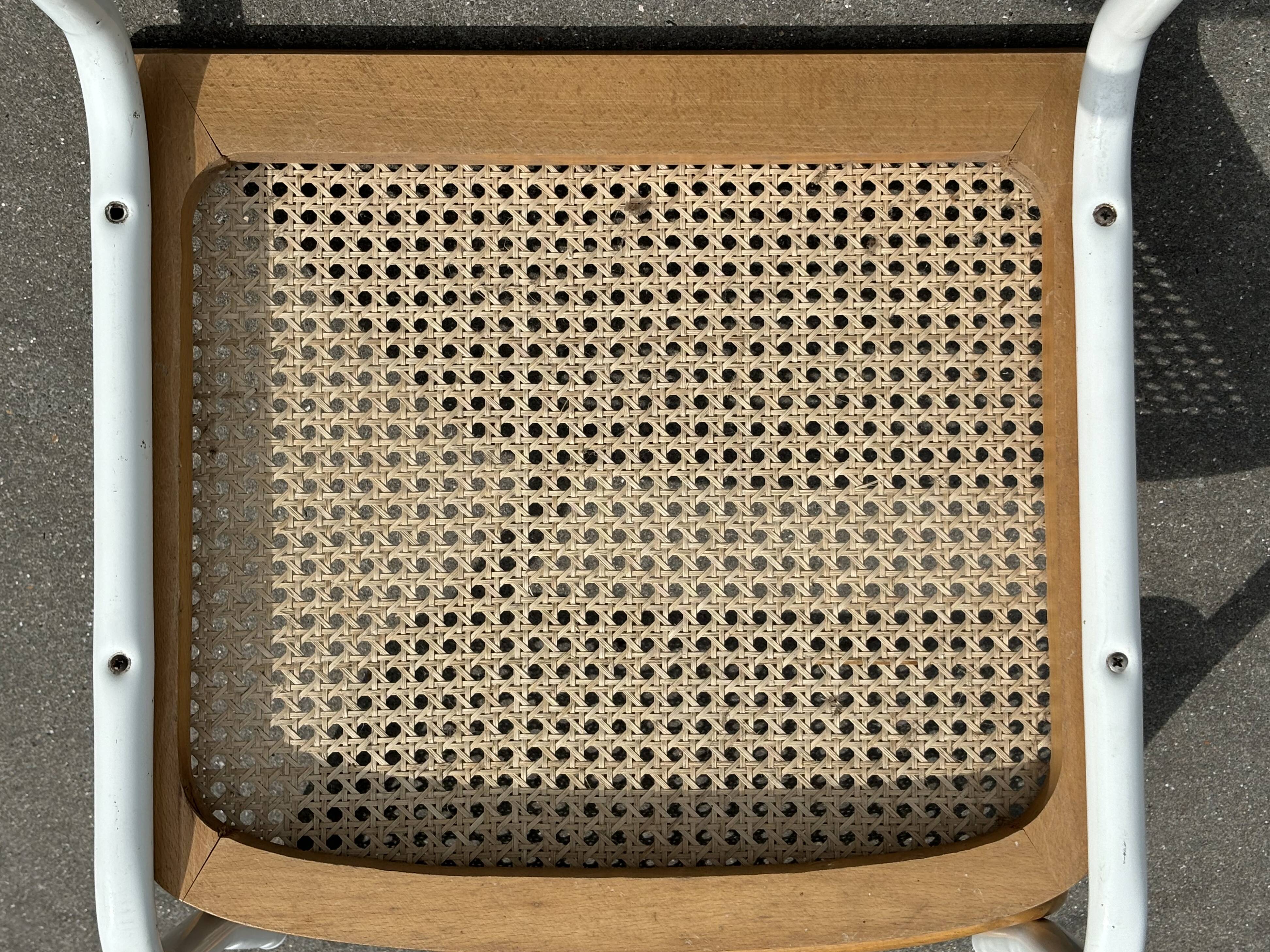 Cesca chair b32 model in white and wood by Marcel Breuer