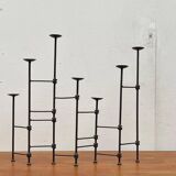 Mid-century brutalist extendable wrought iron floor chandelier, 1960s.