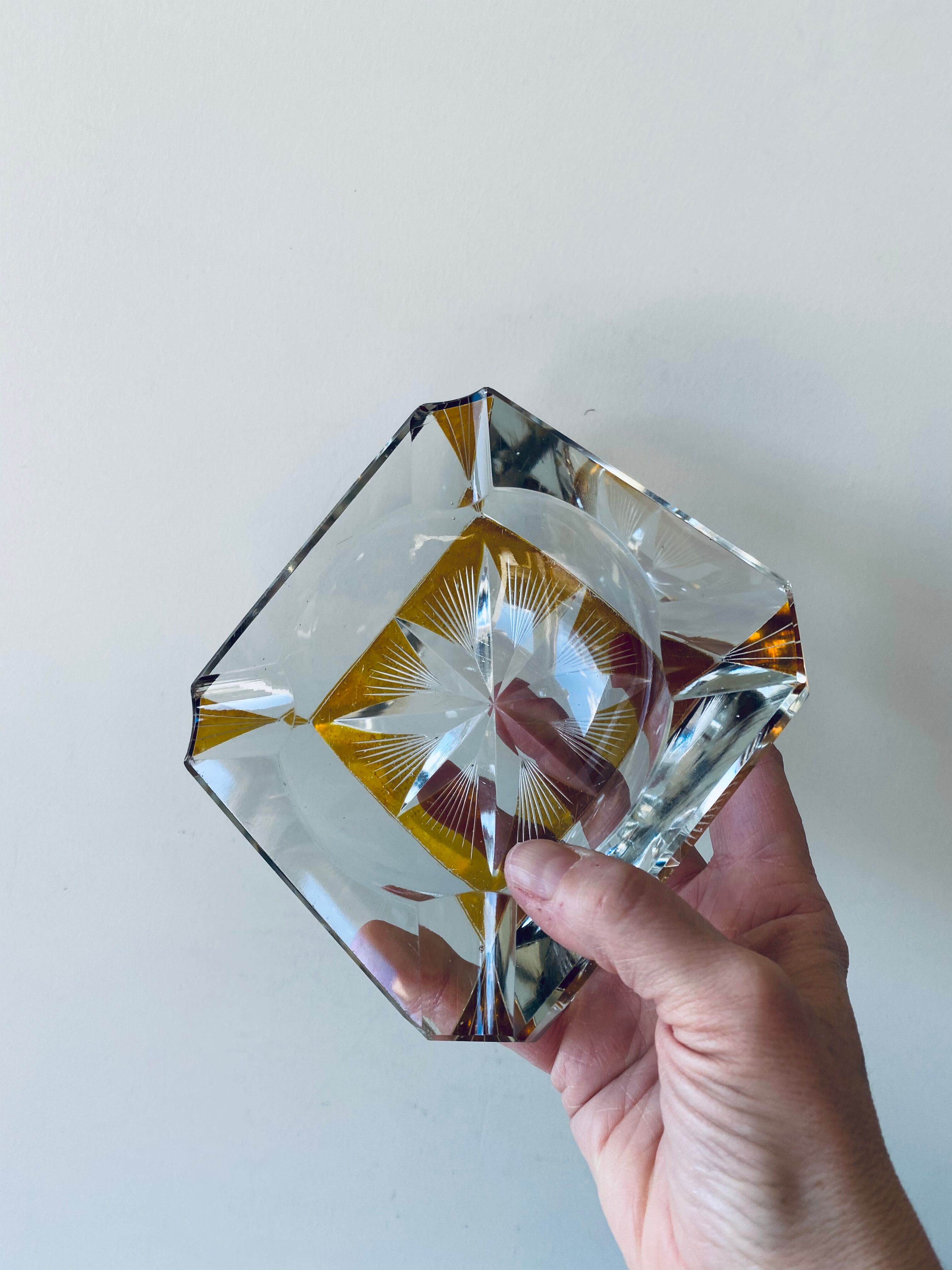 Art deco ashtray in cut crystal