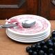 5 assiettes à dessert rouges et blanches en grès de W H Grindley