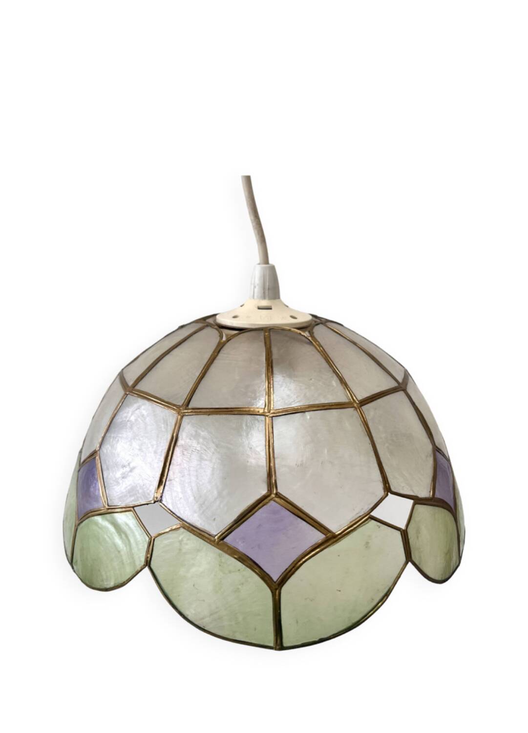 Green "Harlequin" mother-of-pearl earring