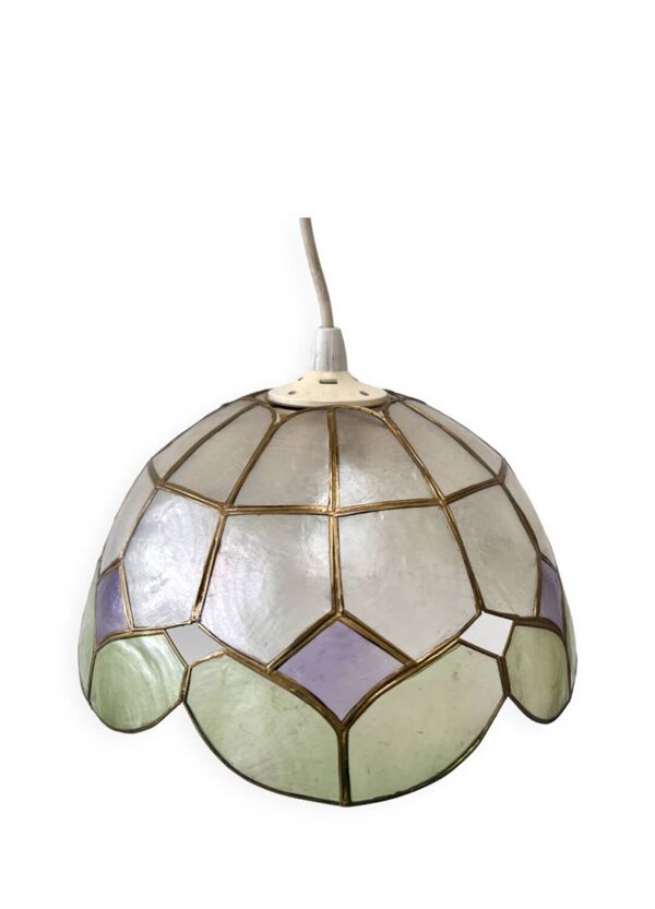 Suspension en nacre « Arlequin » vert