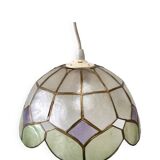 Green "Harlequin" mother-of-pearl earring