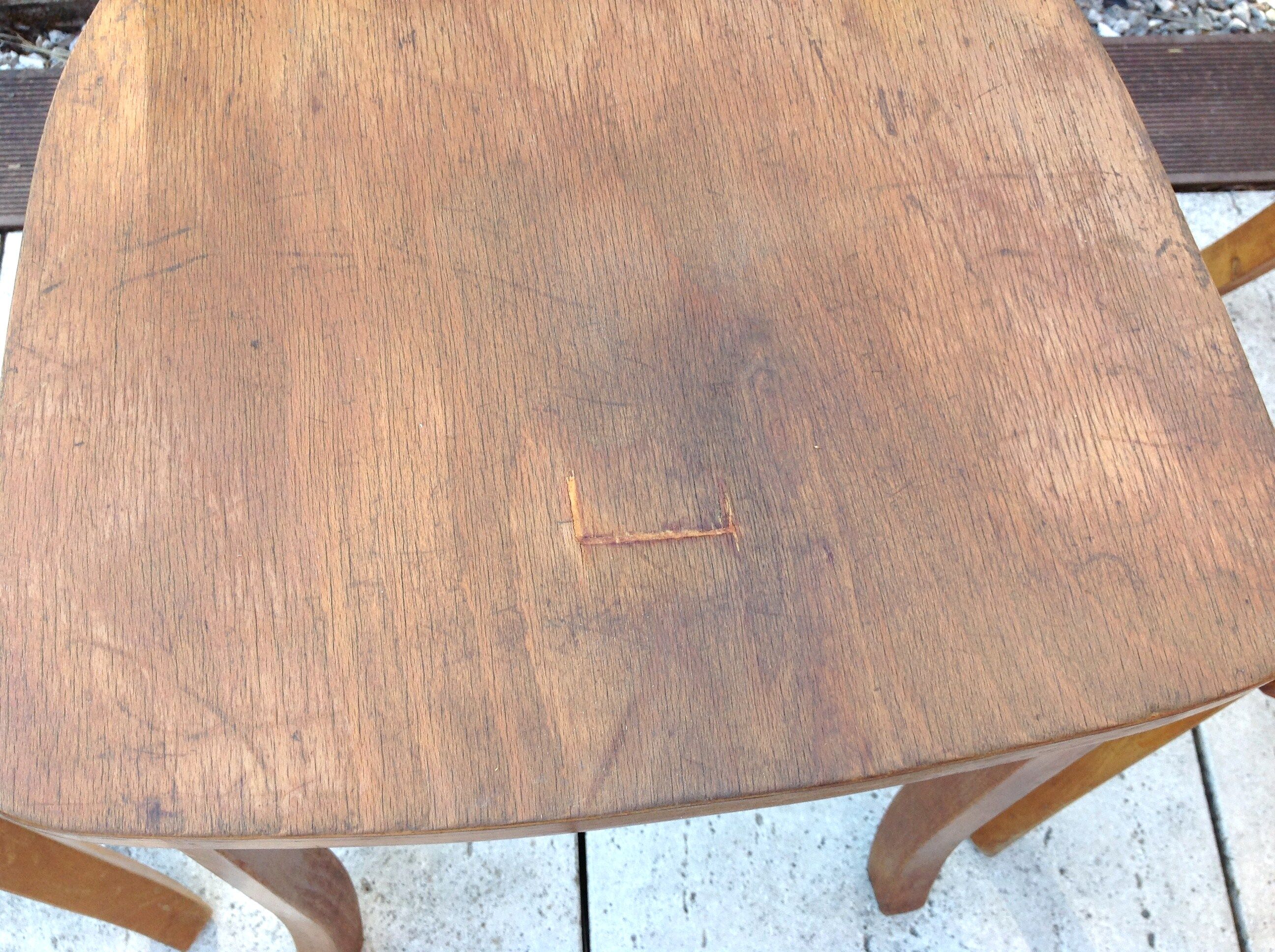 Suite of four foot bistro chairs with hoops / vintage 40s-50s