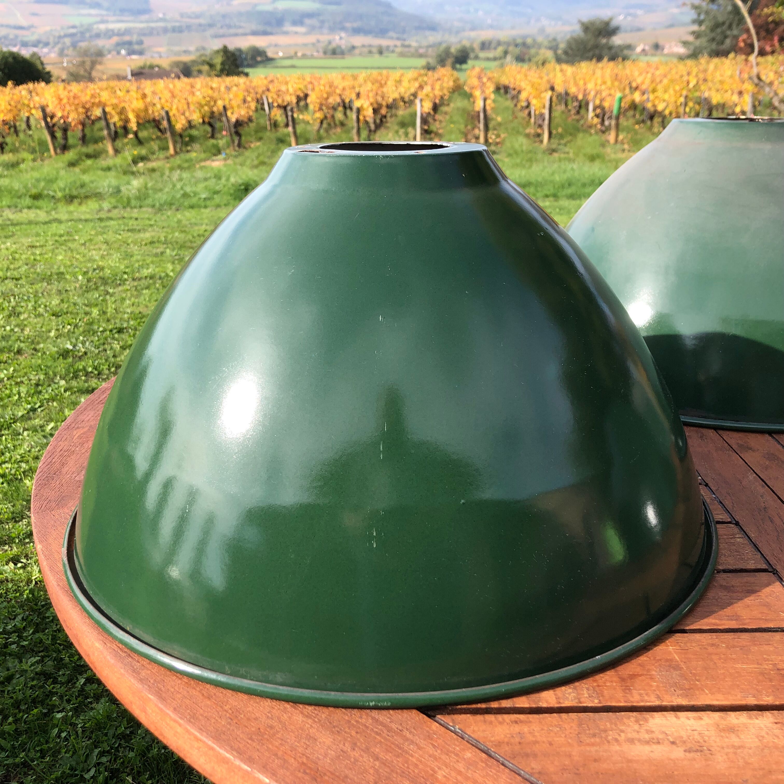 4 abat-jours émaillés industriels