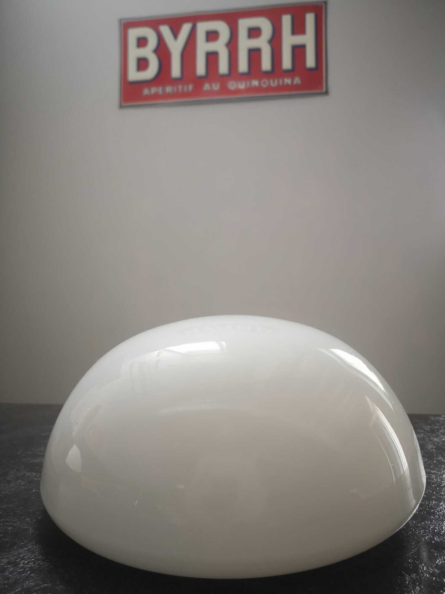 Lampshade old ceiling lamp half globe ball opaline white industrial vintage TBE Ø 25.5 cm 2 lights