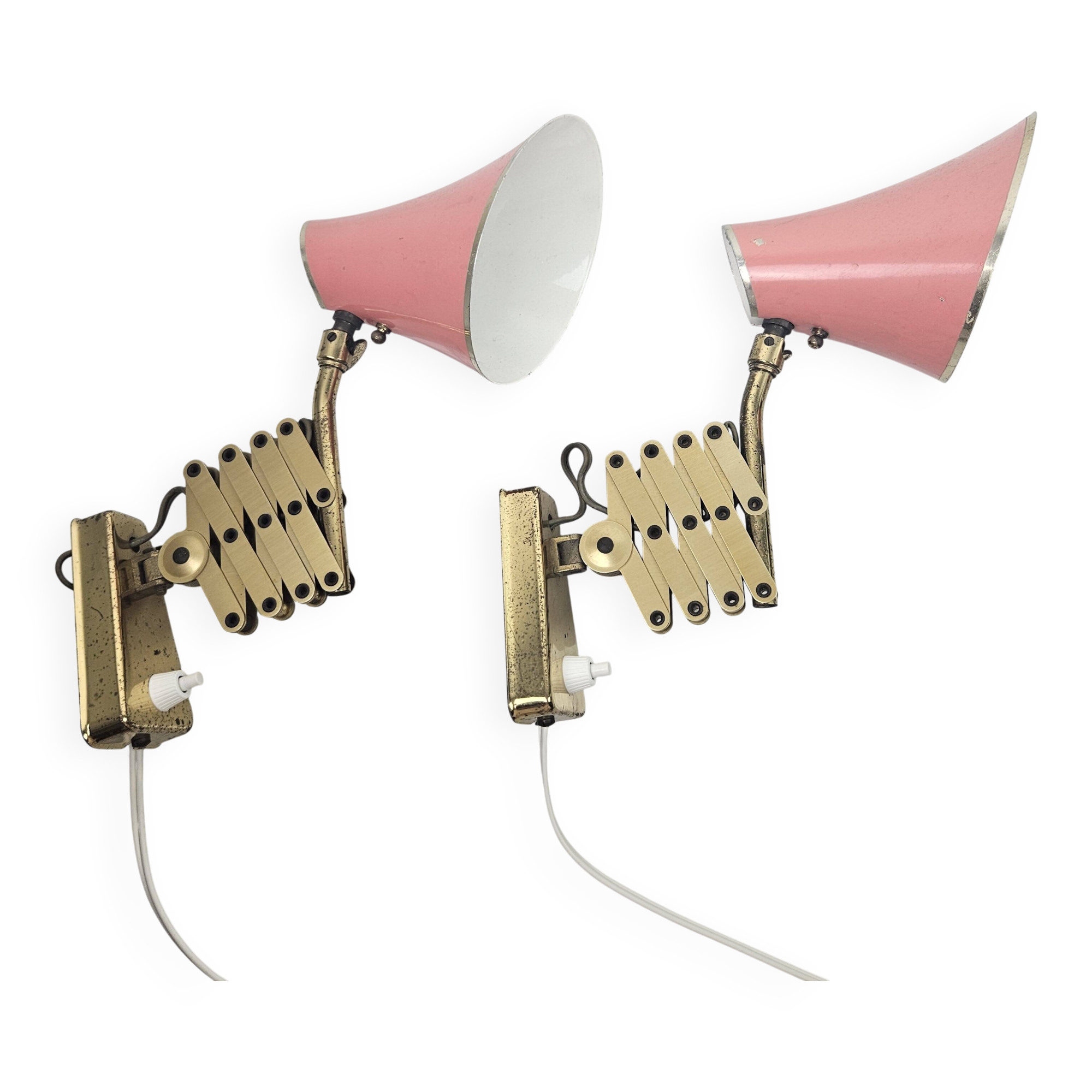 Pair of Italian Mid-Century Scissor Wall Lamps, 1950's