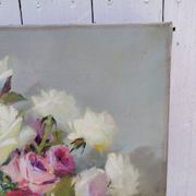 Huile sur toile  Bouquet de roses  signé Robert
