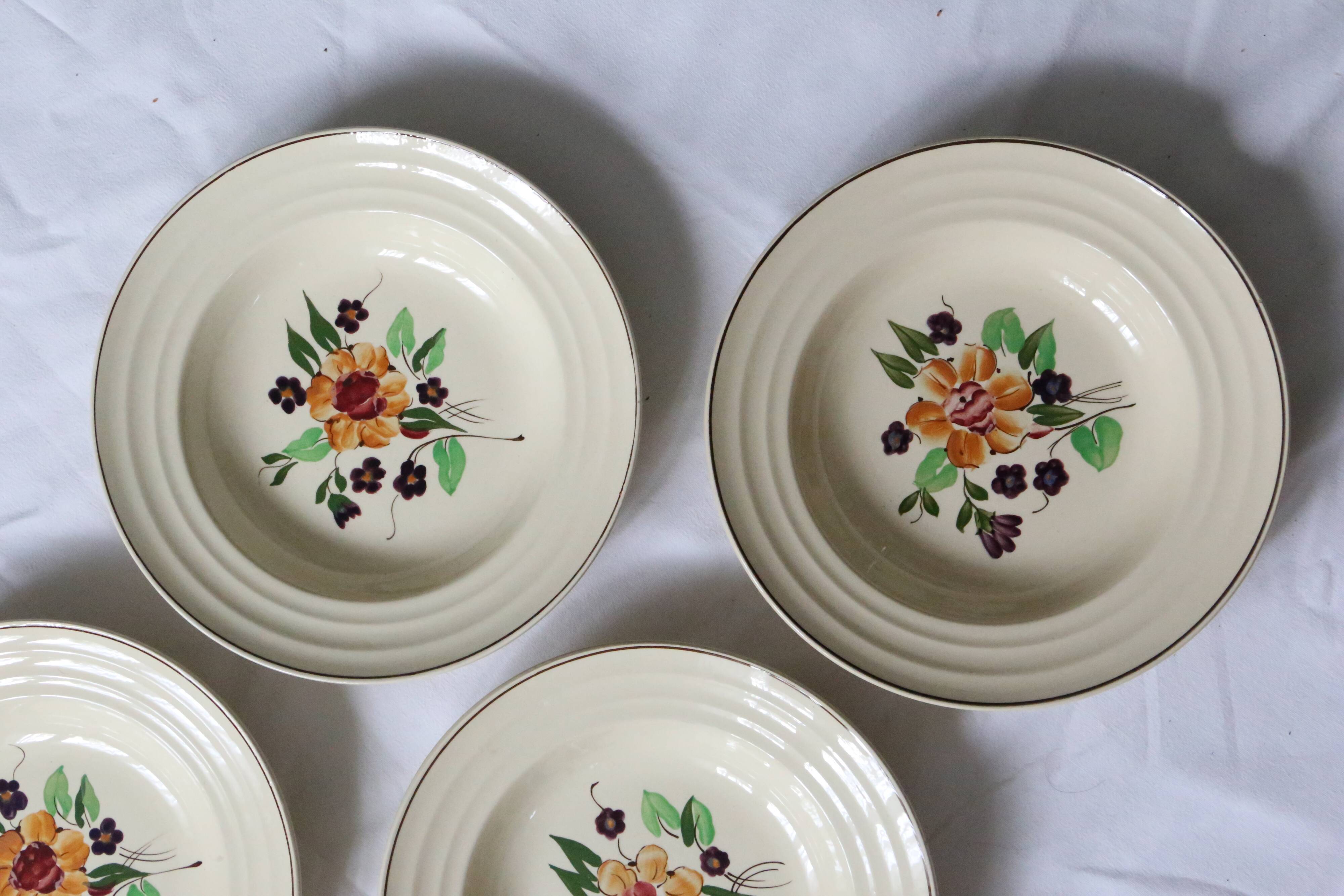Set of 5 hollow plates Boch La Louvière, vintage