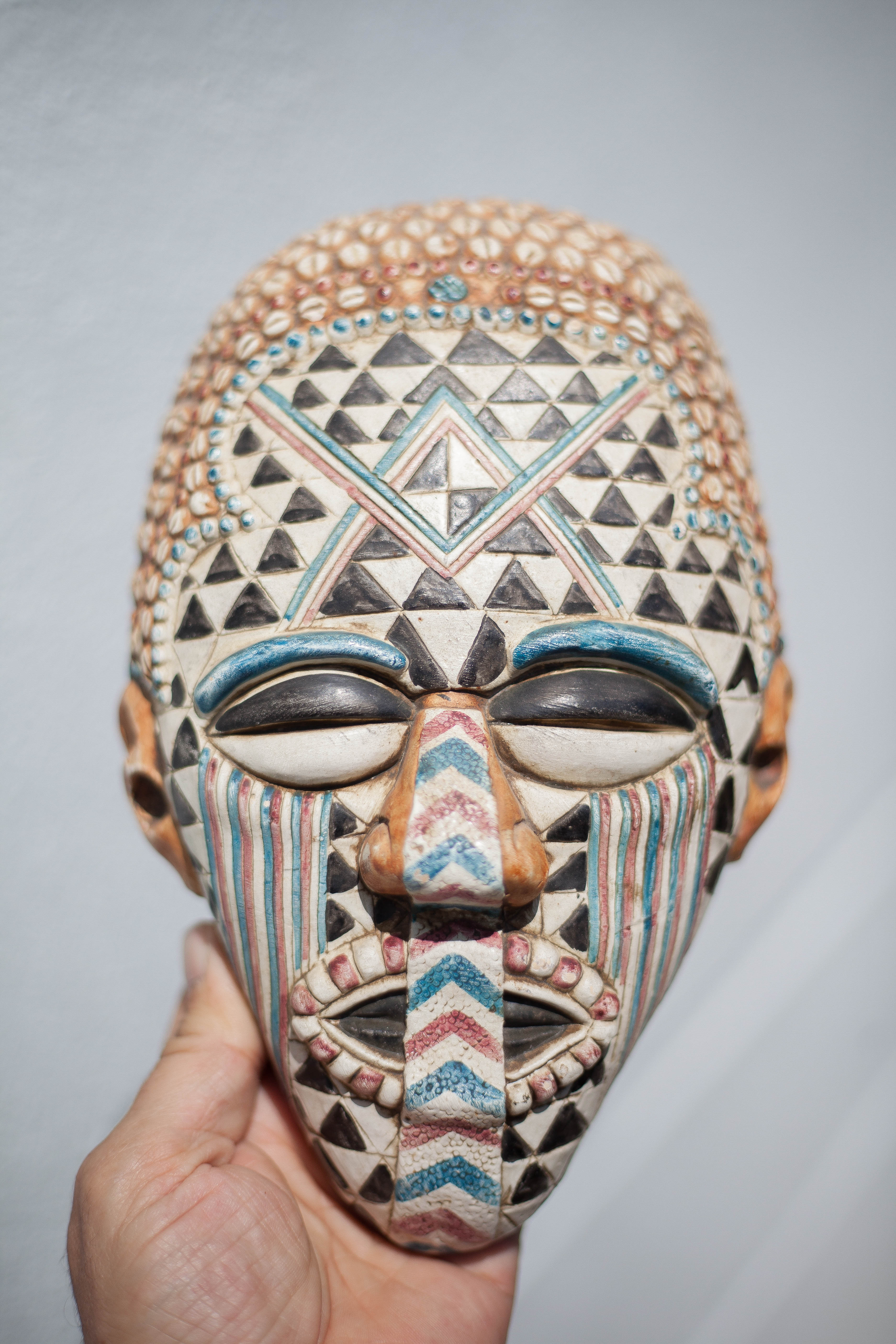 Kuba African ceramic mask, pottery, wall decoration, collection, 50/60's