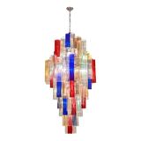 Monumental Contemporary Multicolour “Square Bark” Murano Glass Italian Chandelier