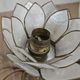 Pair of brass and mother-of-pearl lotus bedside lamps