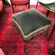 Tabouret pouf carré en velours vert 19e siècle