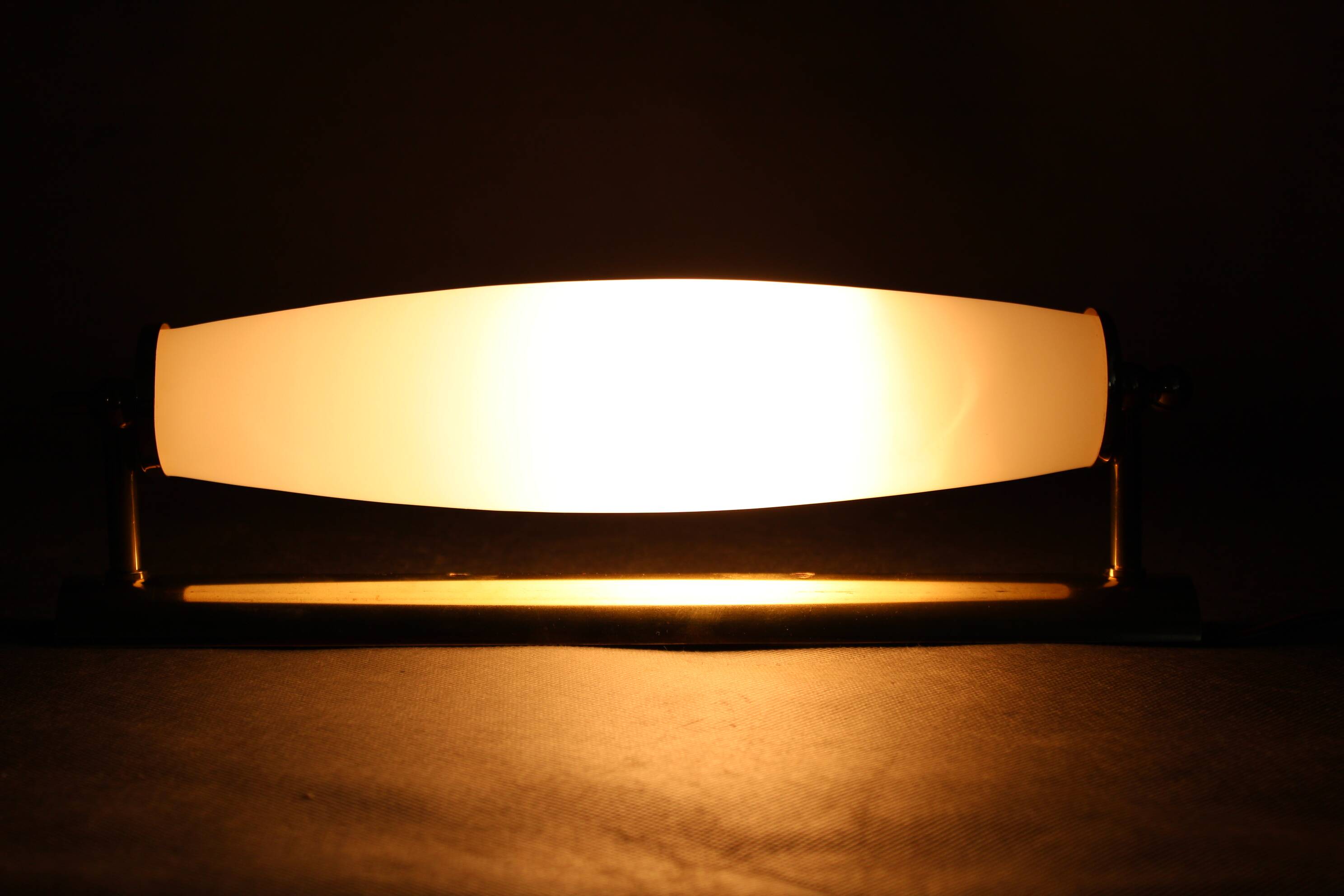 Italian Art Deco brass wall sconces with opal glass, 1940s.