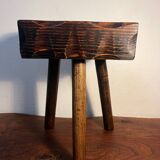 Tabouret bois Brutaliste tripode