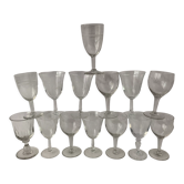14 antique stemmed glasses