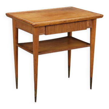 Vintage coffee table from the 1950s in brass, plexiglass, and ash wood, Italy.