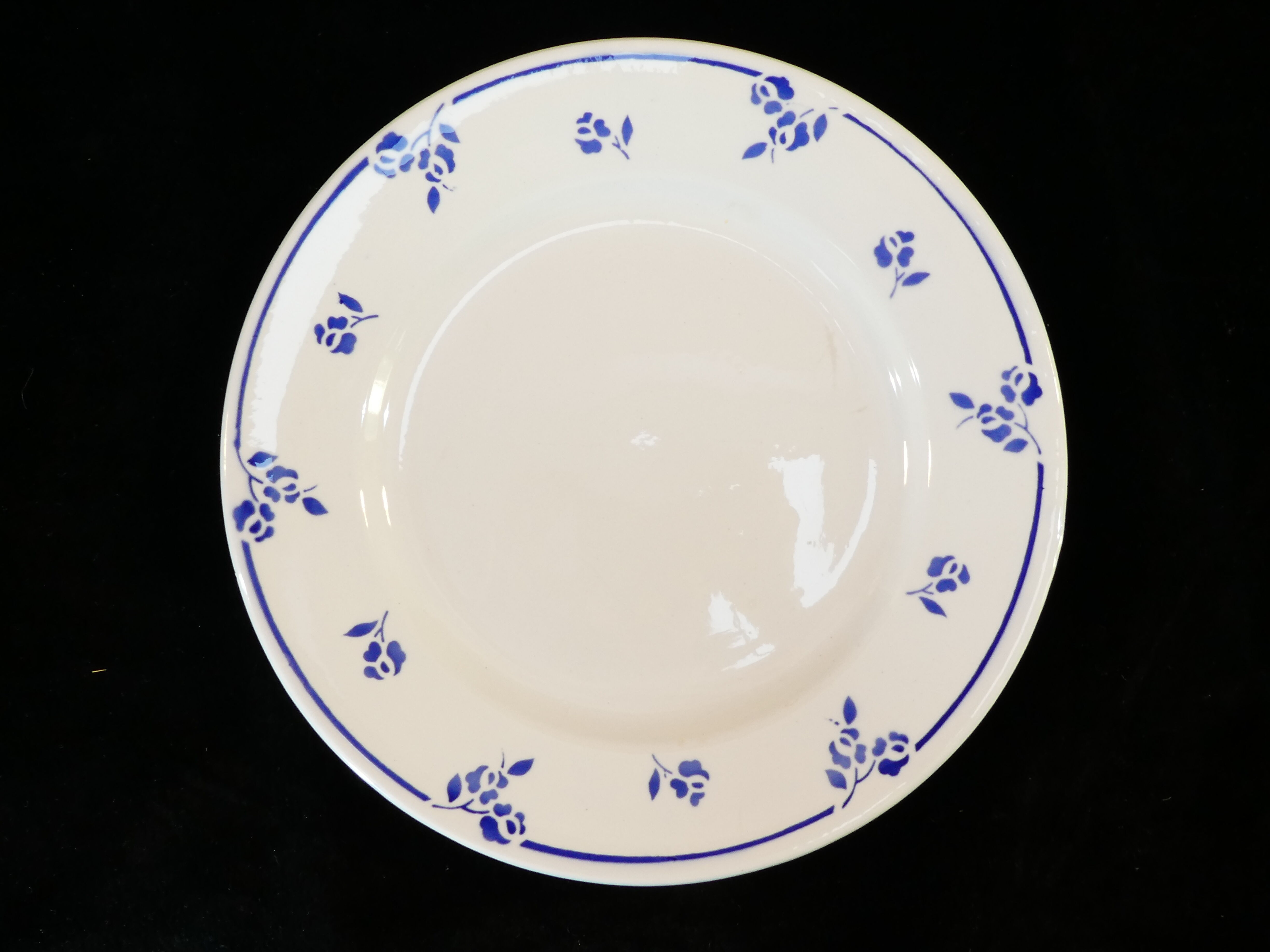 6 assiettes plates en faience de digoin sarreguemines petite fleur bleu