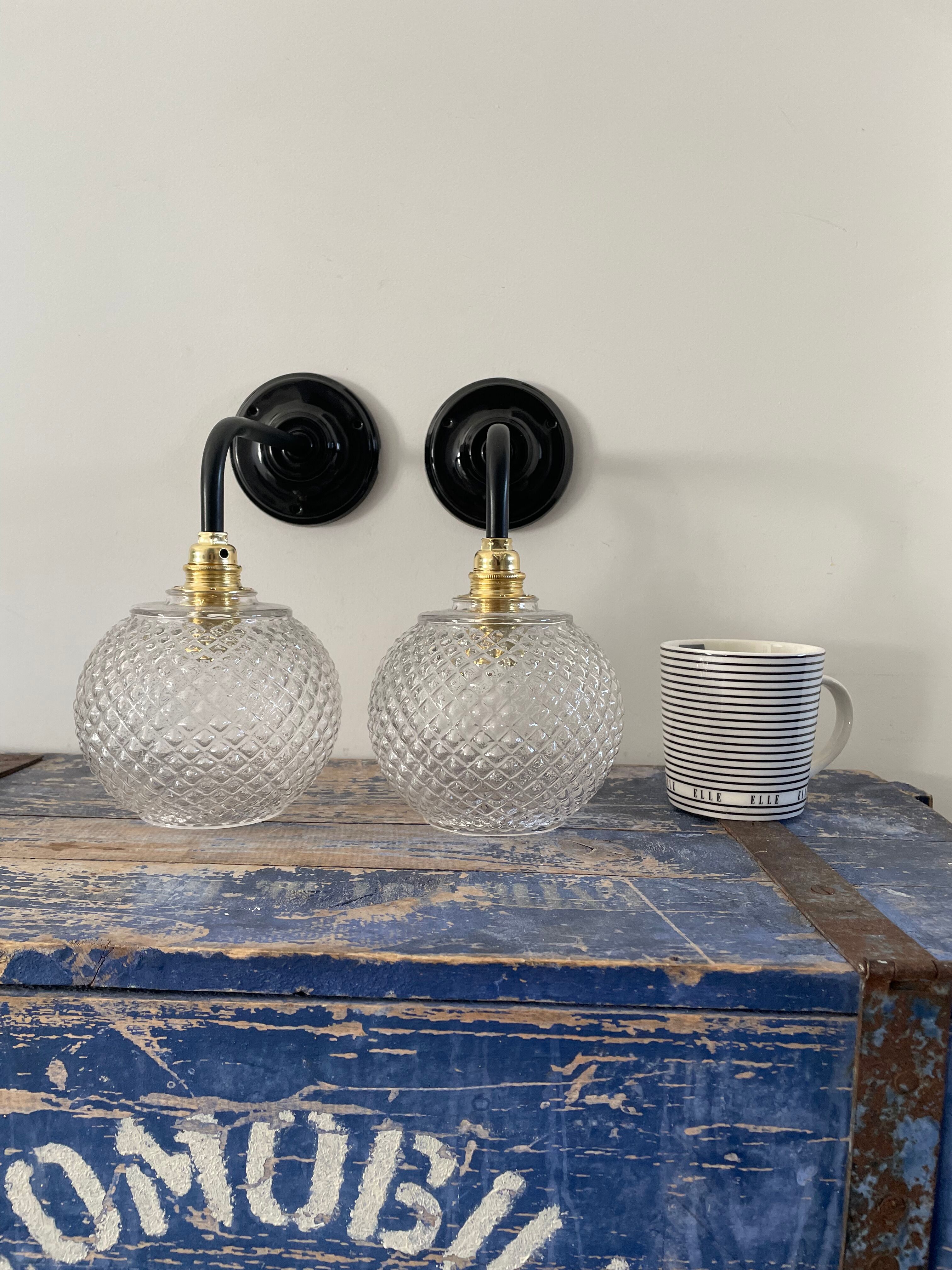 Pair of new electrified ball sconces
