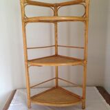 Corner wicker shelf