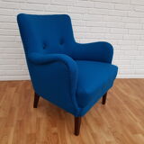 Danish designed armchair, wool, beech, completely renovated