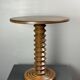 Midcentury brutalist wood turned side table in the style of Charles Dudouyt