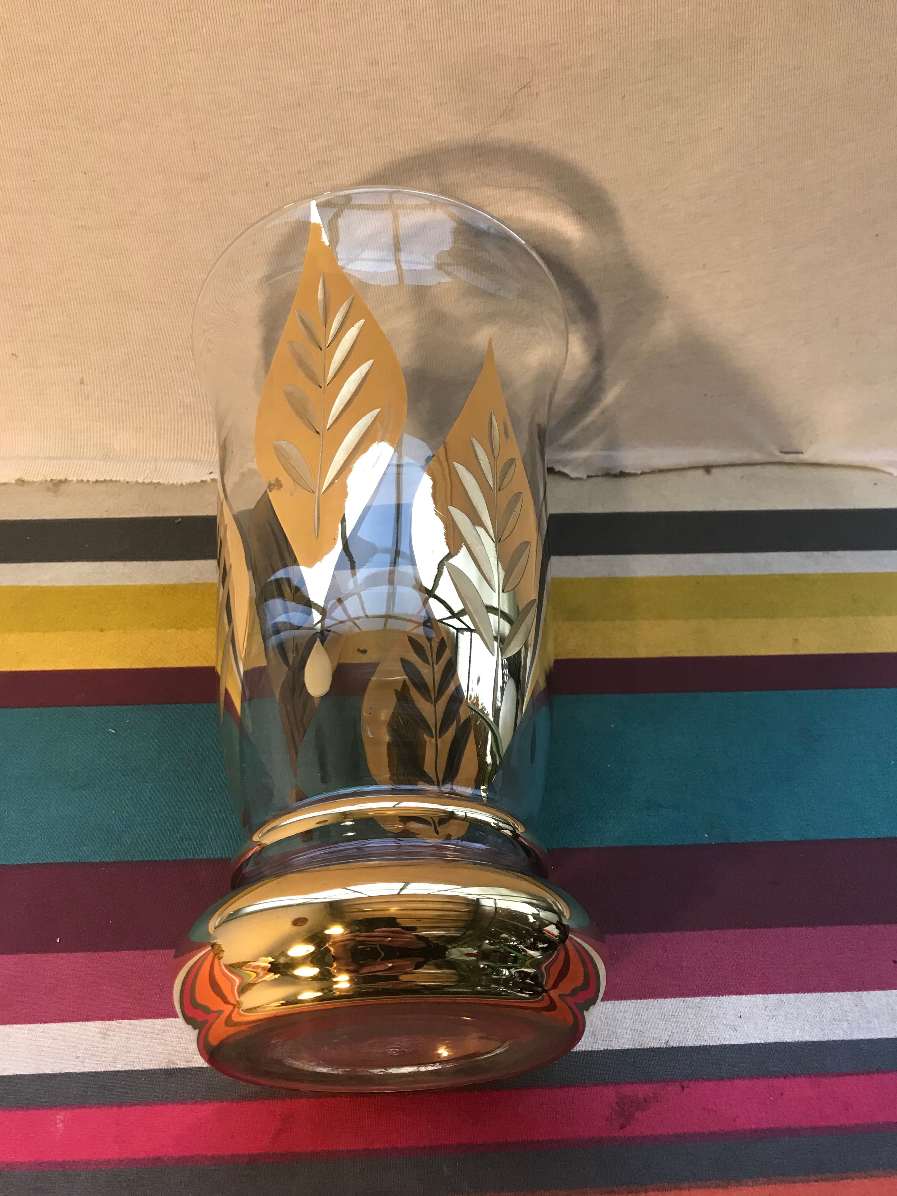 Old FAINS Glassware Vase From BOOM Decor Decelede Dilly Gold Belgium Vintage