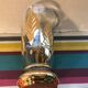 Vase ancien fains verrerie de boom décor feuillages ciselé doré belgique vintage