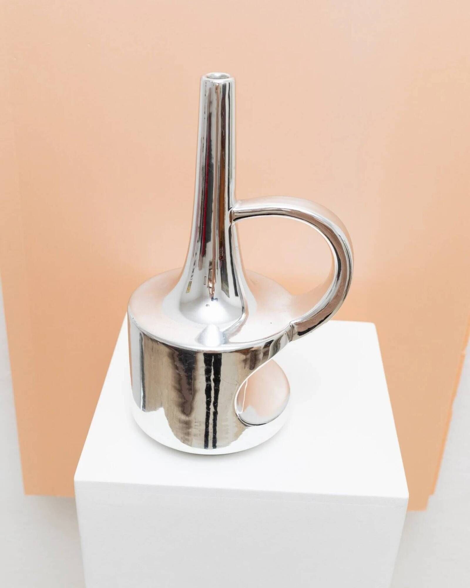 XL Vintage Ceramic Vase in Chrome Glaze (Silver) – SSF Italia, Space Age 1970s