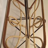 Porte vintage magazine rattan ratin white scoubidou and black metal trample