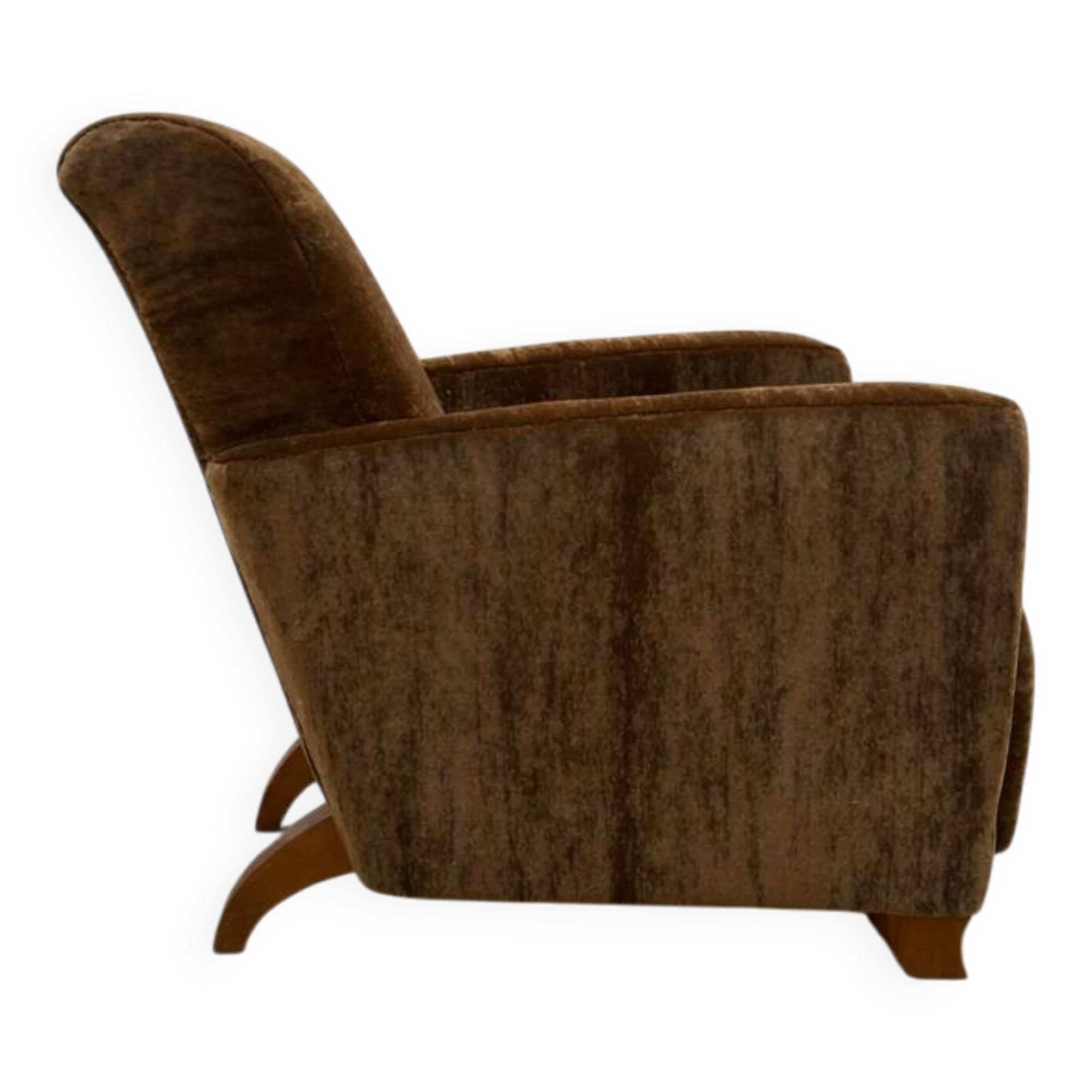 1930s Art Deco mohair velvet armchair