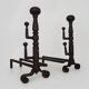 Large pair of wrought iron fireplace andirons. France, 19th century.